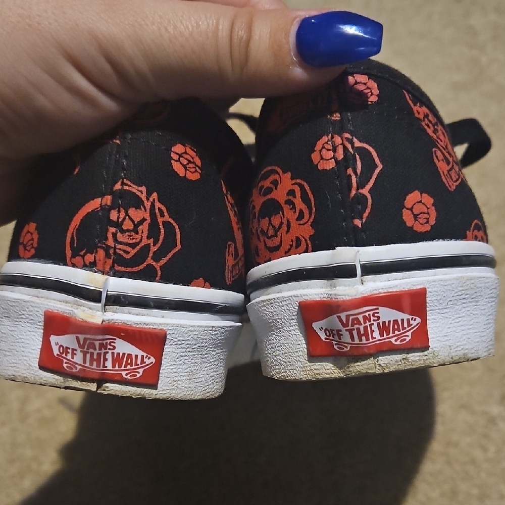 Vans Black and Red Skull Slip-On Sneakers - Picture 2 of 8